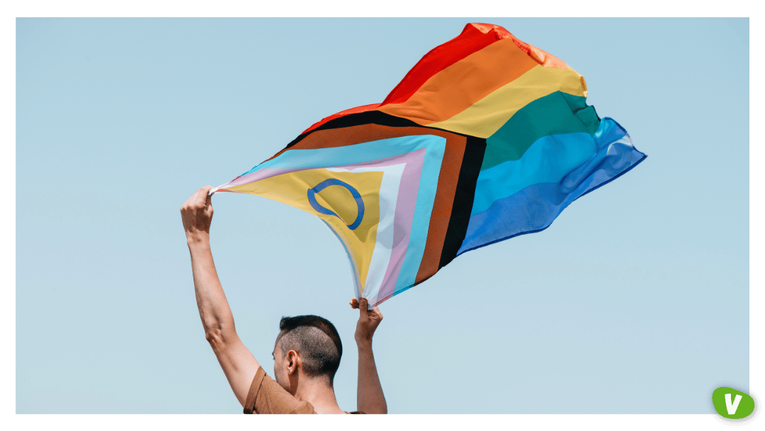 Person Waving Pride Flag Outdoors⁠