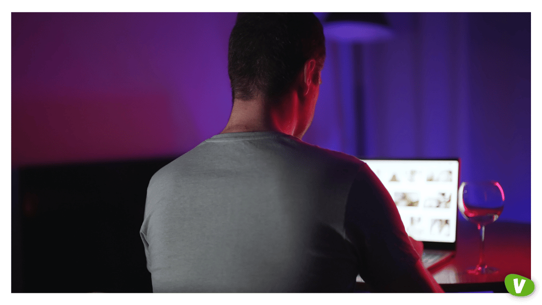 Man secretly watching porn sites at night