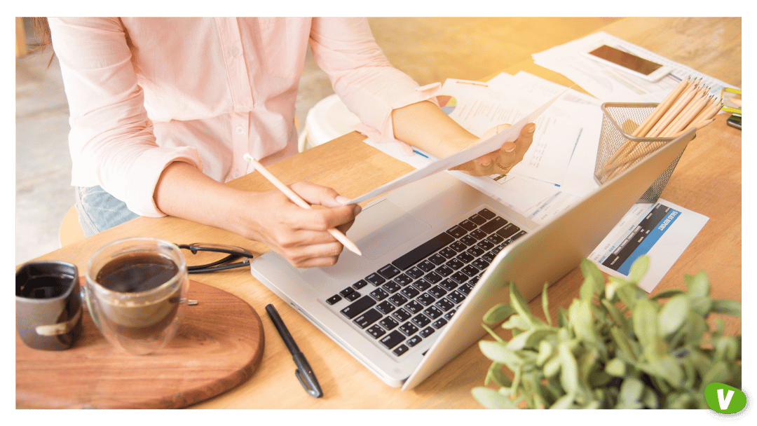 Business woman working at her desk.