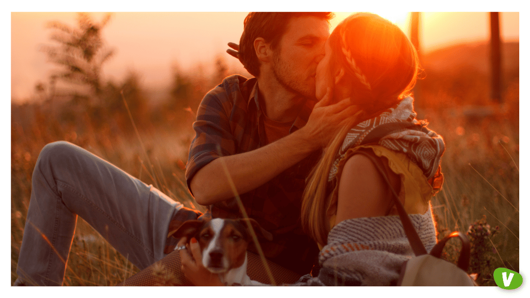 couple enjoying a sunny evening in nature